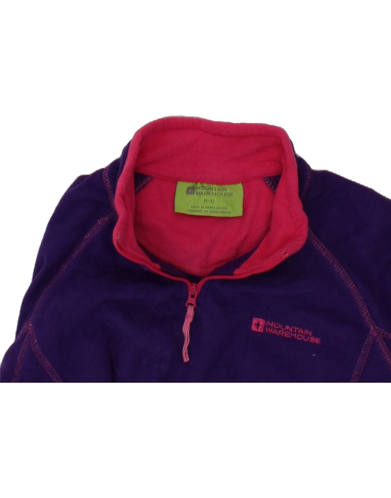 MOUNTAIN WAREHOUSE Girls Zip Neck Fleece Jumper 11-12 Years Purple Vintage Mountain Warehouse and Second-Hand Mountain Warehouse from Messina Hembry 