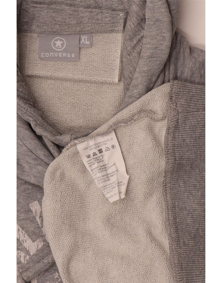 CONVERSE Womens All Star Longline Graphic Hoodie Jumper UK 18 XL Grey