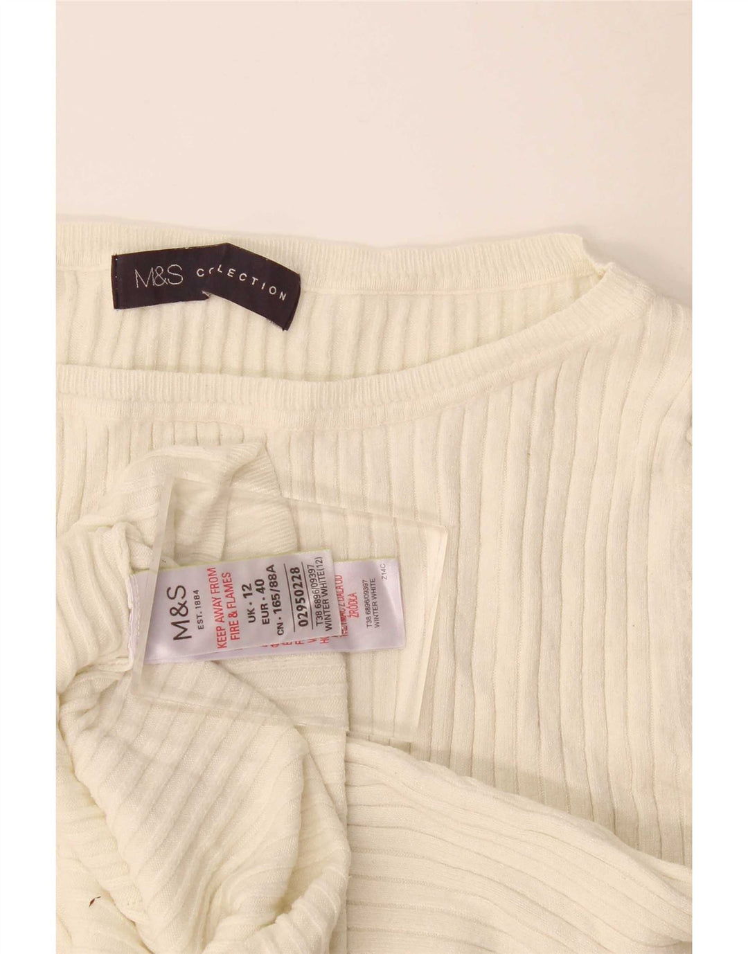 Marks & Spencer Womens Top 3/4 Sleeve UK 12 Medium Off White Viscose