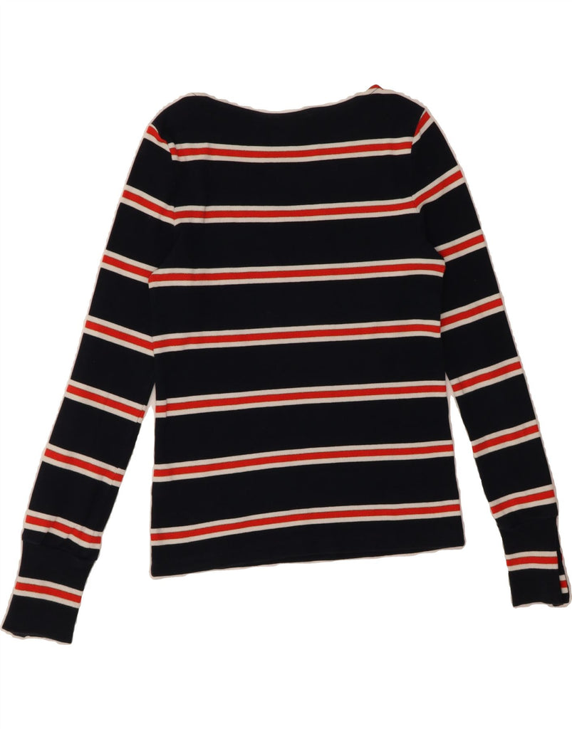 TOMMY HILFIGER Womens Top Long Sleeve UK 10 Small Navy Blue Striped Cotton Vintage Tommy Hilfiger and Second-Hand Tommy Hilfiger from Messina Hembry 