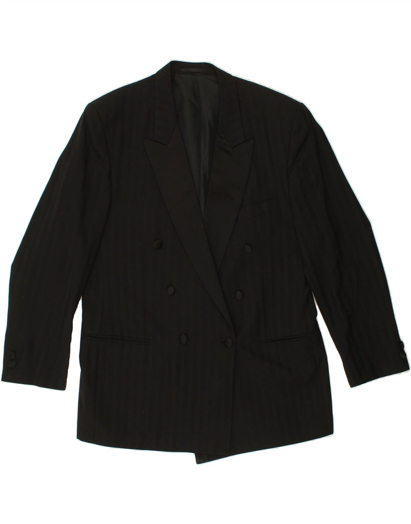 TLAPA Mens Double Breasted Blazer Jacket IT 52 XL Black Pinstripe Wool Vintage TLAPA and Second-Hand TLAPA from Messina Hembry 