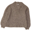 ZARA Womens Crop V-Neck Jumper Sweater UK 14 Medium Grey Flecked