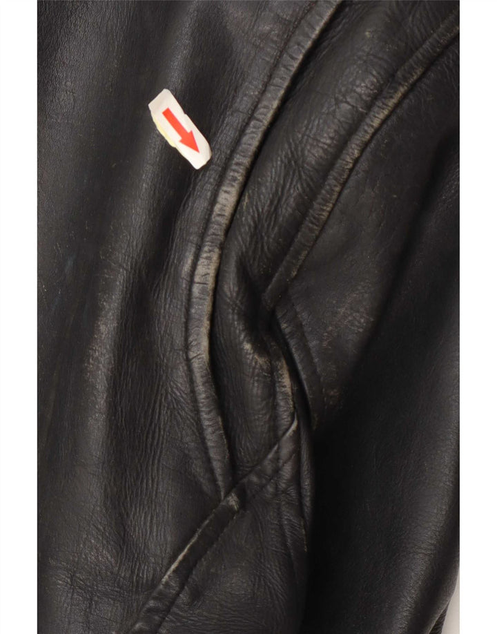 Sheep Land Mens Leather Biker Jacket UK 36 Small Black