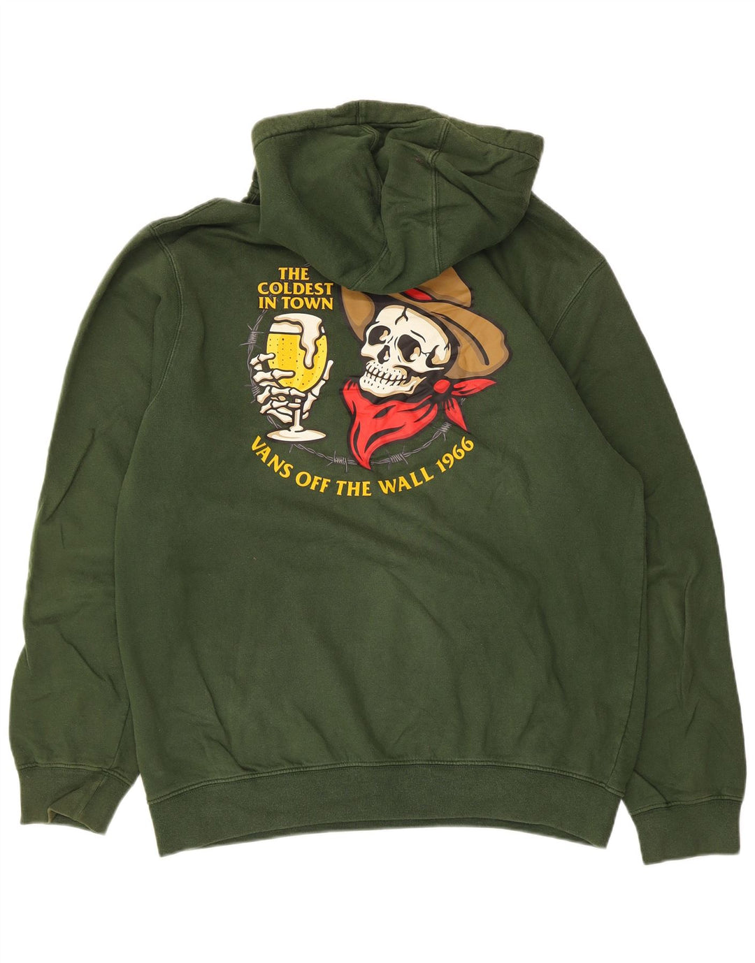 Vans Mens Graphic Hoodie Jumper Medium Green Cotton