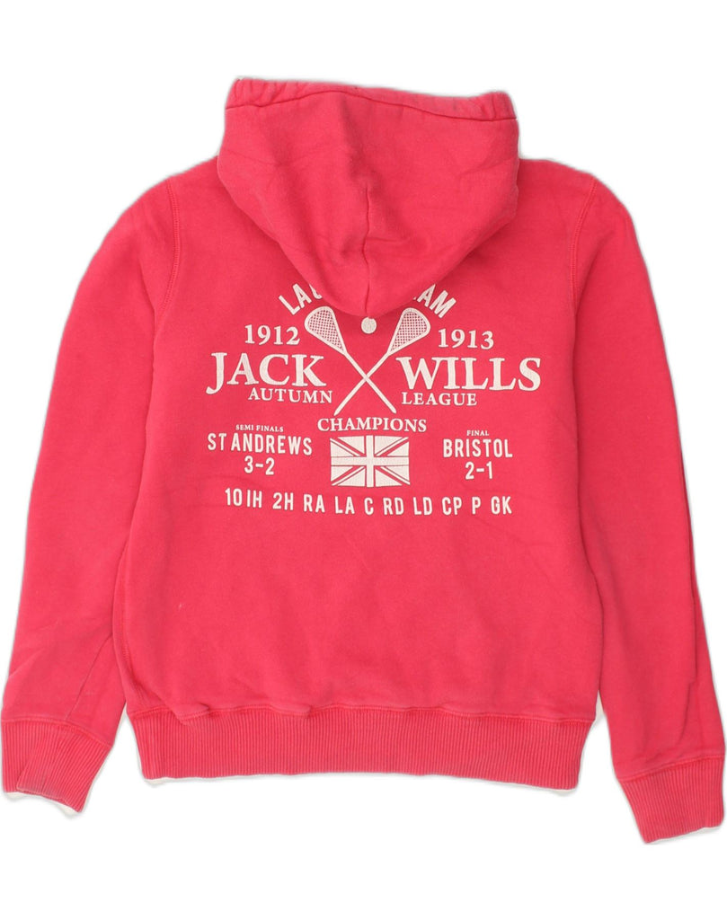 JACK WILLS Womens Graphic Hoodie Jumper UK 12 Medium Pink Cotton | Vintage Jack Wills | Thrift | Second-Hand Jack Wills | Used Clothing | Messina Hembry 