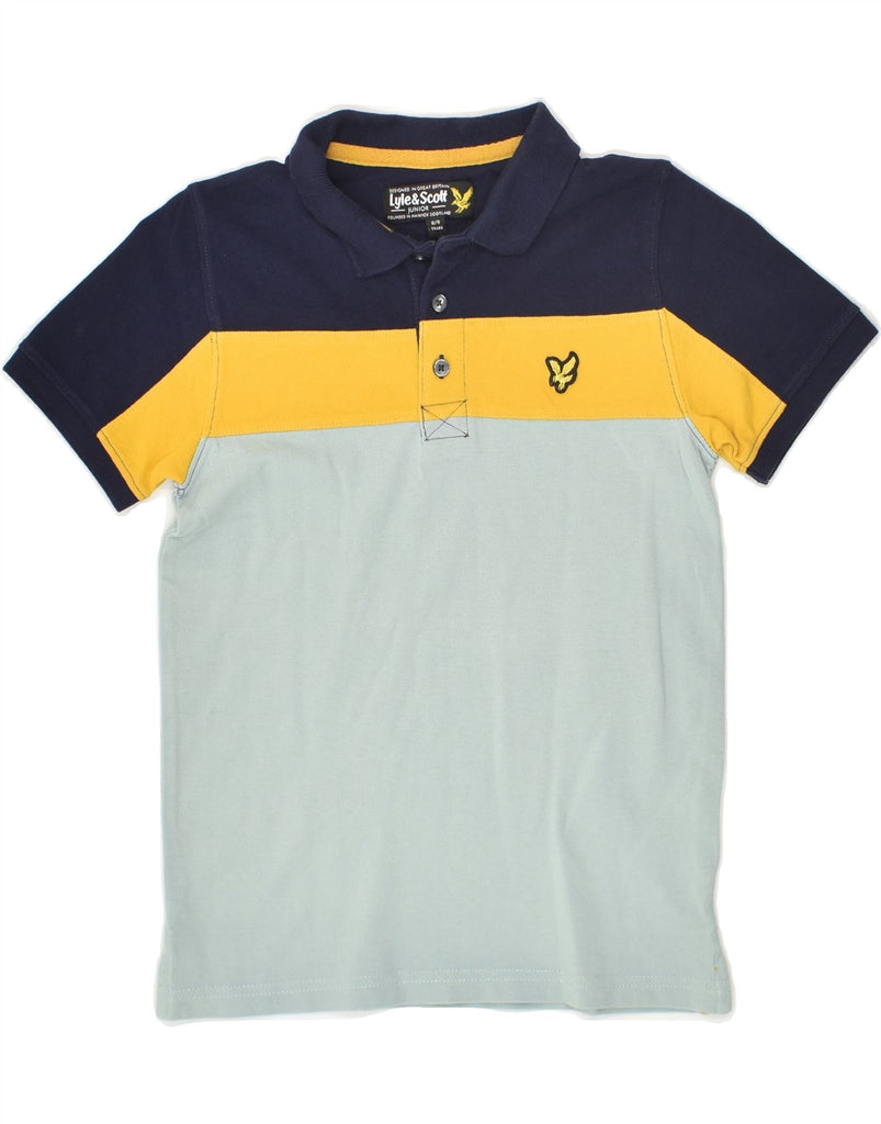 LYLE & SCOTT Boys Polo Shirt 8-9 Years Grey Colourblock Cotton | Vintage Lyle & Scott | Thrift | Second-Hand Lyle & Scott | Used Clothing | Messina Hembry 