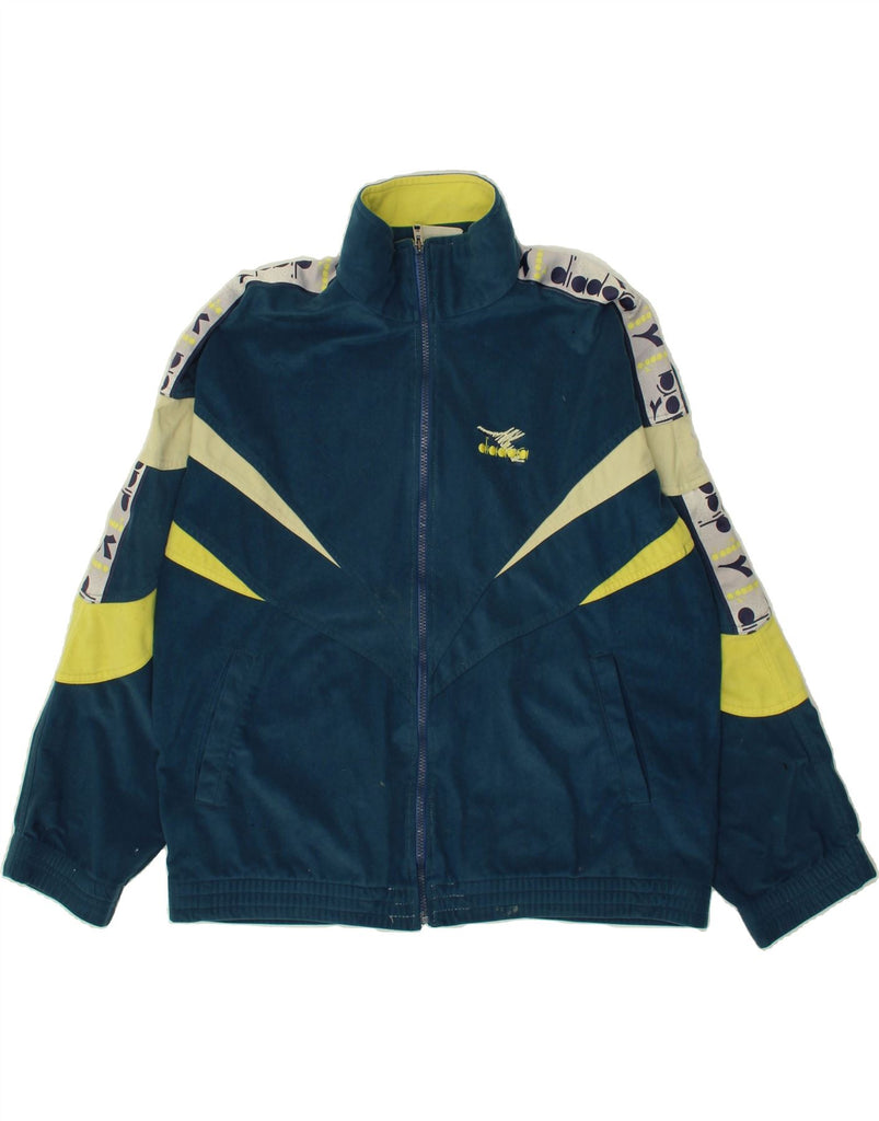 DIADORA Mens Loose Fit Graphic Tracksuit Top Jacket UK 40 Medium Blue Vintage Diadora and Second-Hand Diadora from Messina Hembry 