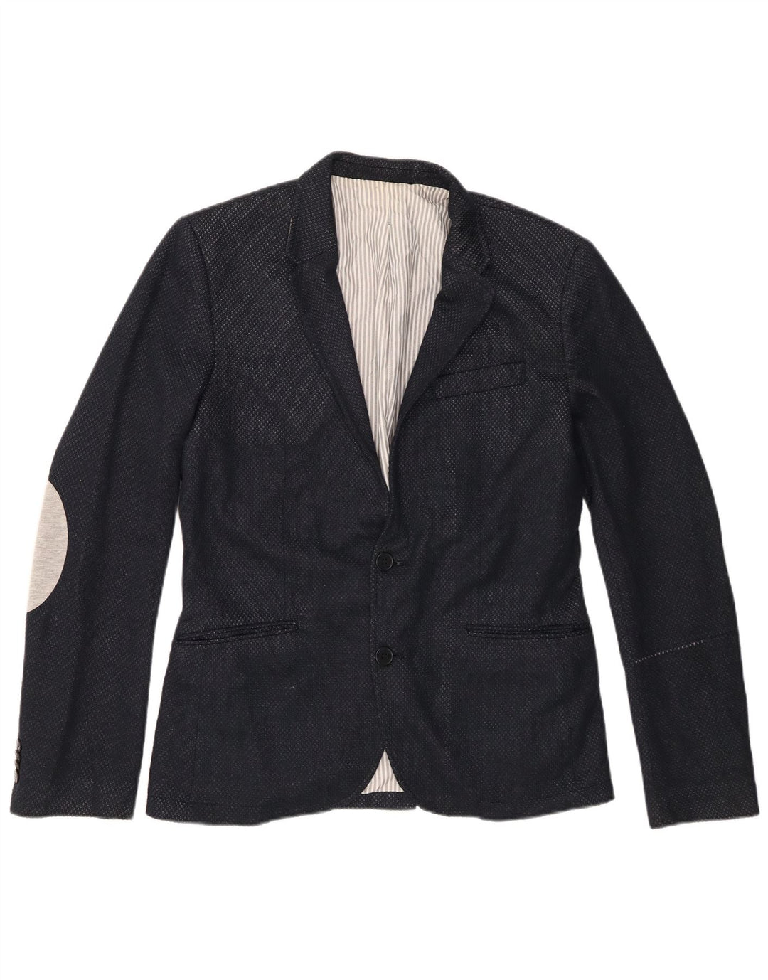 Zara Mens 2 Button Blazer Jacket UK 40 Large Navy Blue Polyester