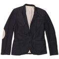 Zara Mens 2 Button Blazer Jacket UK 40 Large Navy Blue Polyester