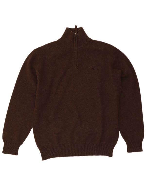 Kappa Mens Zip Neck Jumper Sweater Medium Brown Wool