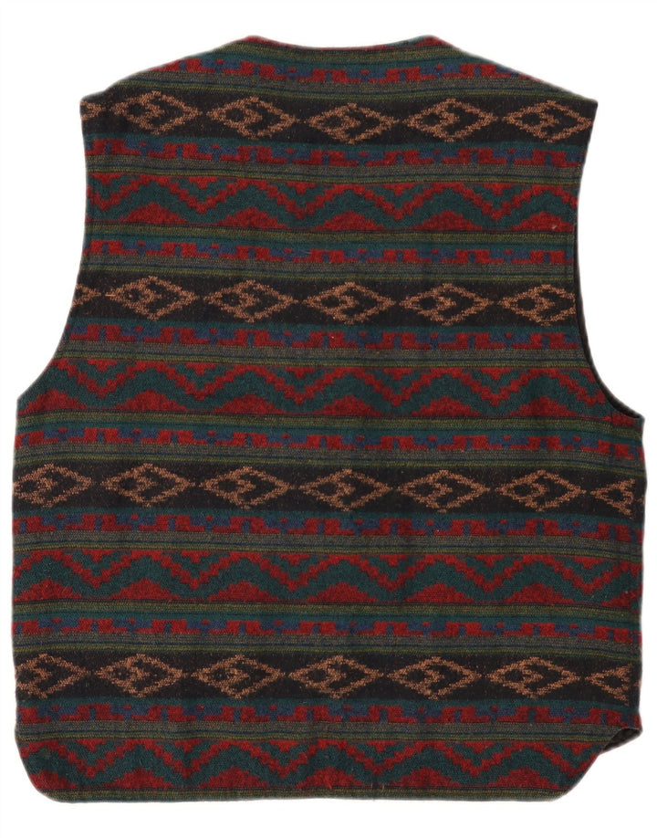 Vintage Mens Waistcoat Medium Multicoloured Geometric