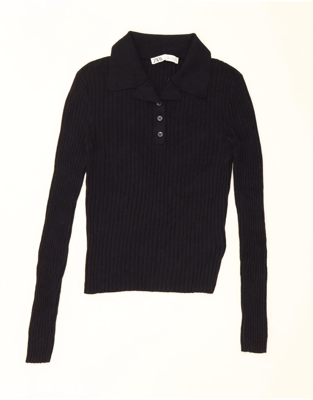 Zara Womens Crop Top UK 12 Medium Navy Blue Viscose