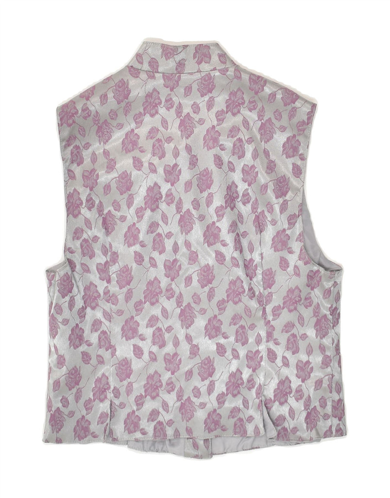 VINTAGE Womens Waistcoat US 2 XS Grey Floral Polyester | Vintage Vintage | Thrift | Second-Hand Vintage | Used Clothing | Messina Hembry 