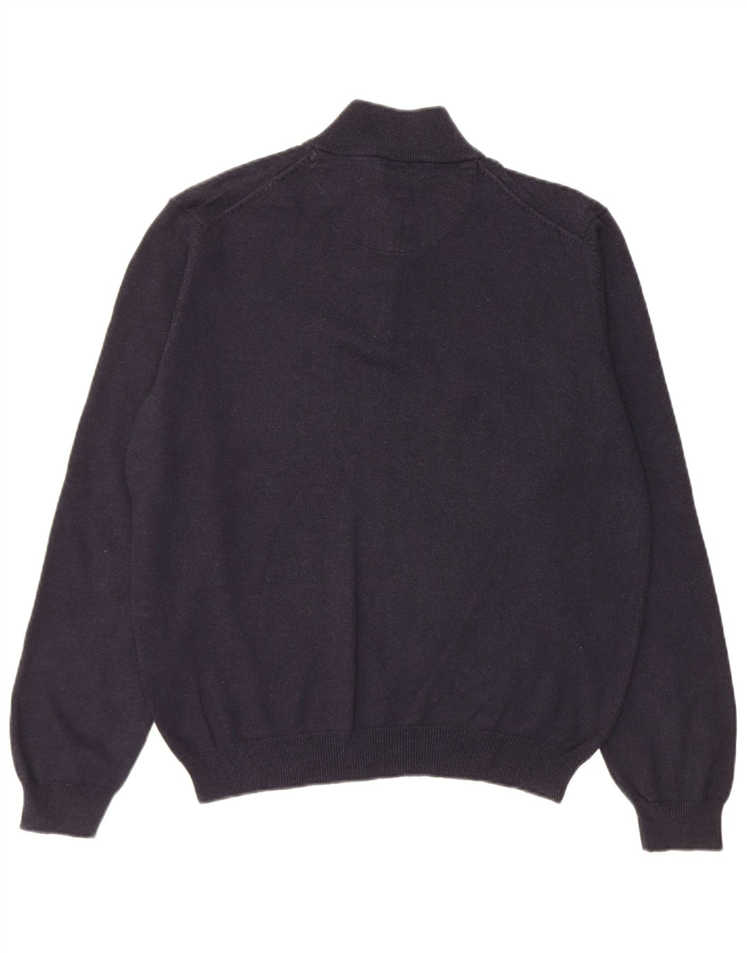 Massimo Dutti Mens Zip Neck Jumper Sweater Medium Navy Blue Cotton