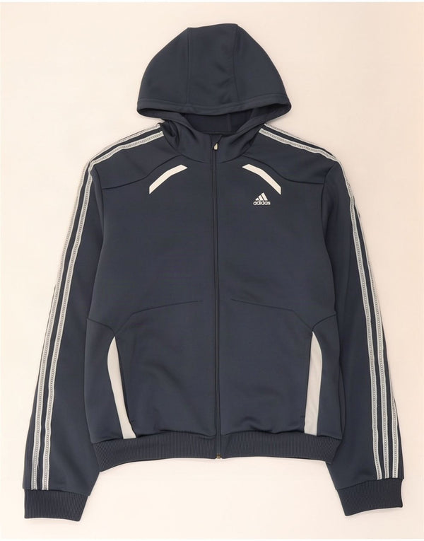 Adidas Mens Climalite Zip Hoodie Sweater Large Grey Colourblock Polyester