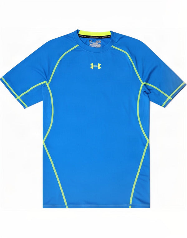 Under Armour Mens Heat Gear T-Shirt Top Medium Blue Polyester