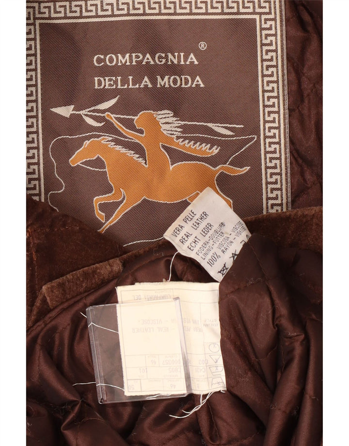 Compagnia Mens Suede Windbreaker Coat IT 50 Large Brown Leather