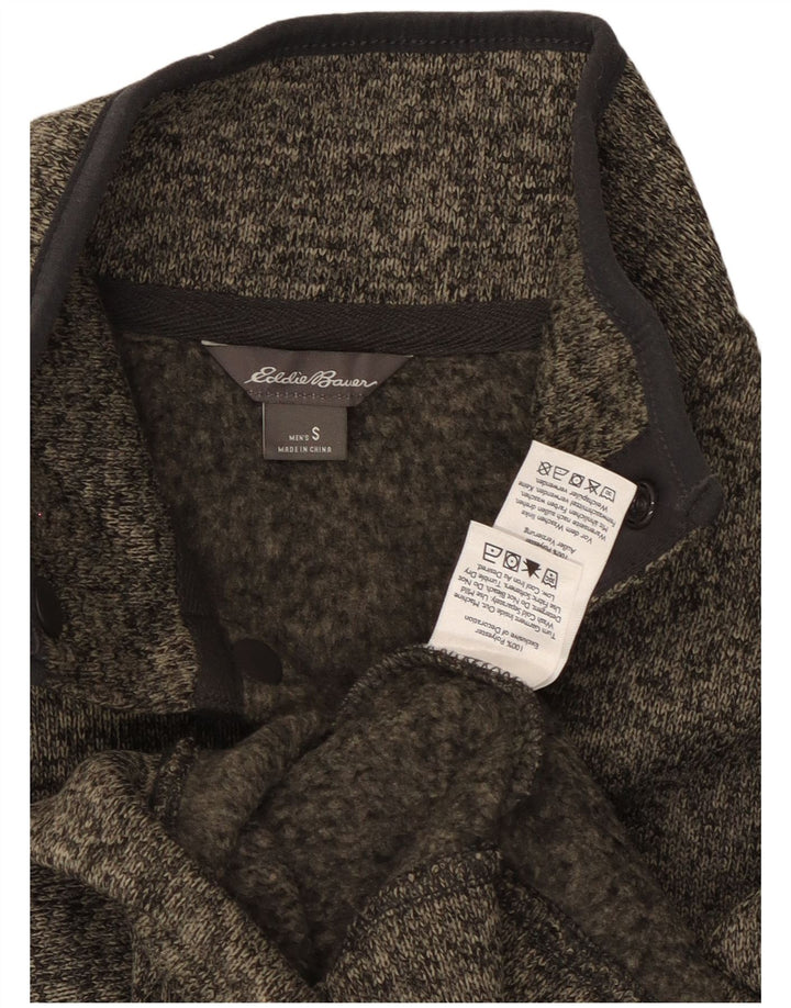 Eddie Bauer Mens Button Neck Sweatshirt Jumper Small Grey Flecked Polyester