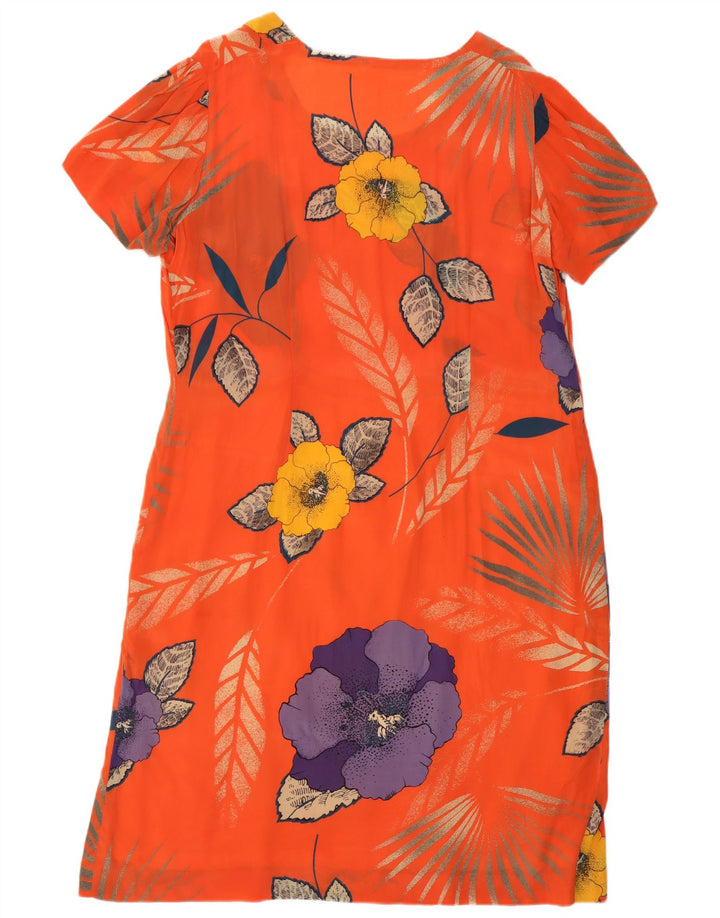 Vintage Womens Shift Dress UK 12 Medium Orange Floral
