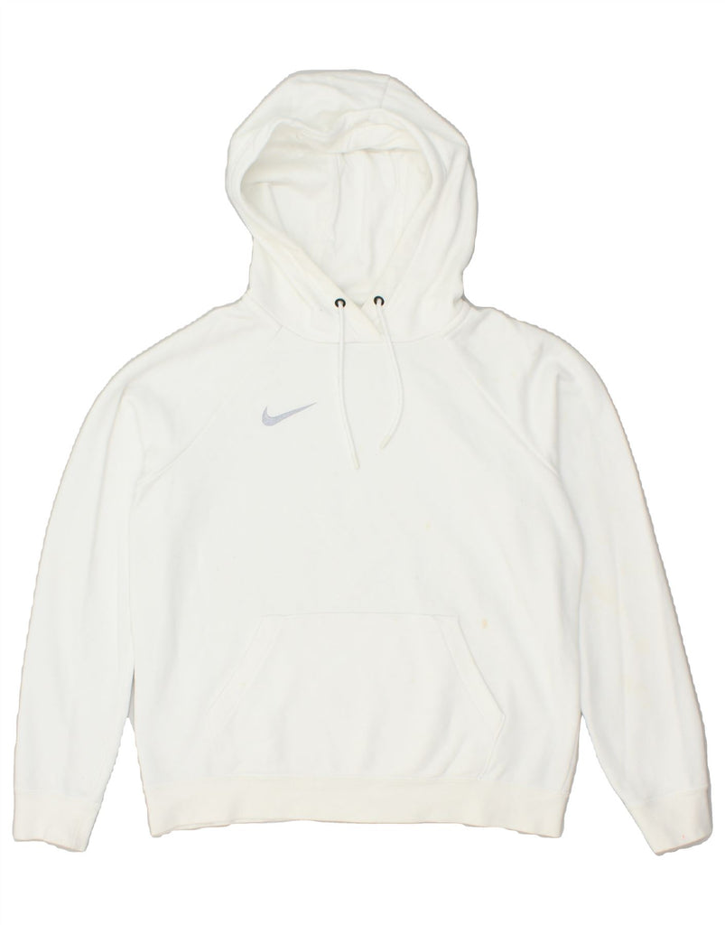 NIKE Womens Hoodie Jumper UK 10 Small White Cotton | Vintage Nike | Thrift | Second-Hand Nike | Used Clothing | Messina Hembry 