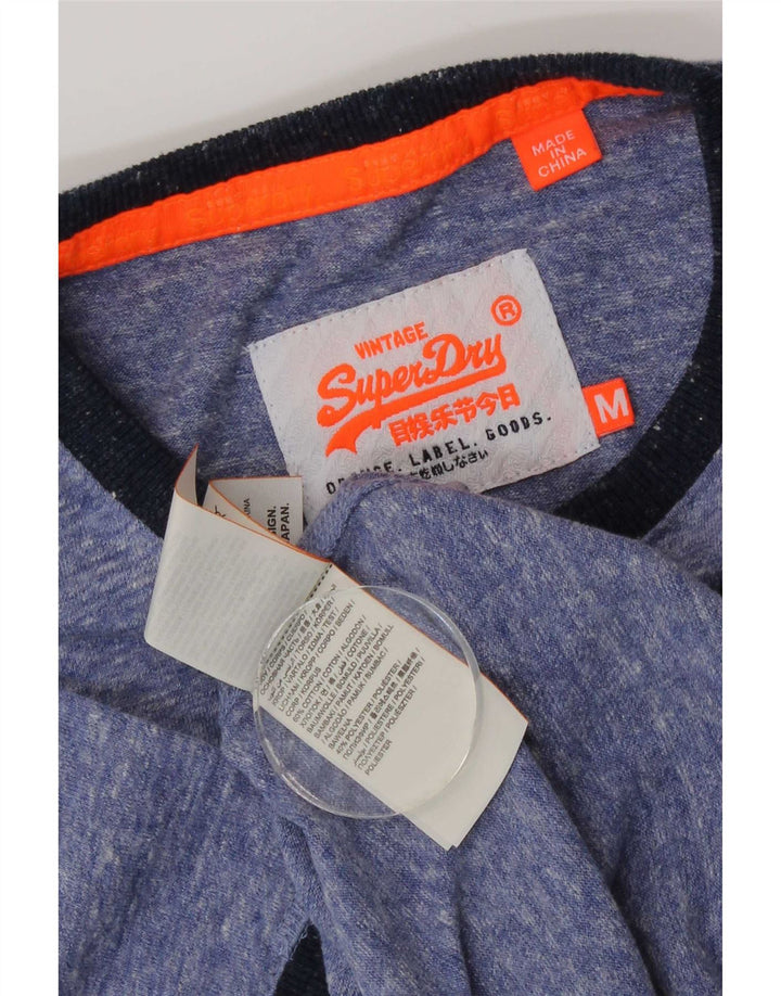 Superdry Mens T-Shirt Top Medium Blue Flecked Cotton