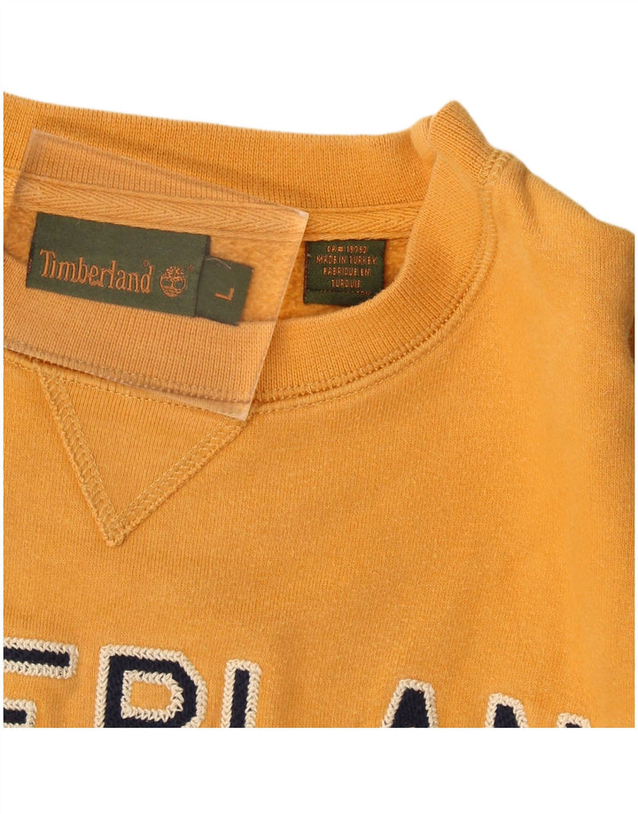 Timberland Mens Graphic Sweatshirt Jumper Large Yellow Cotton