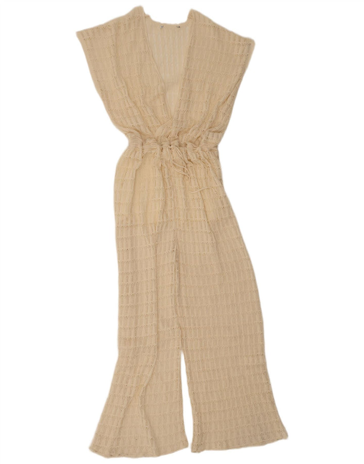 Vintage Womens Sleeveless Jumpsuit UK 12 Medium Beige