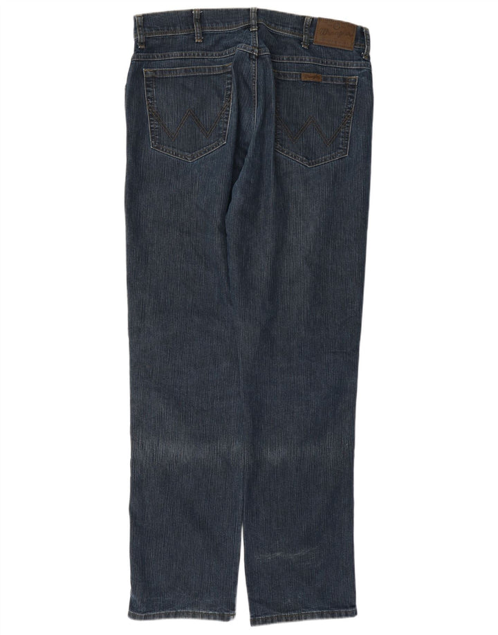 Wrangler Mens Regular Fit Straight Jeans W36 L34 Navy Blue Cotton