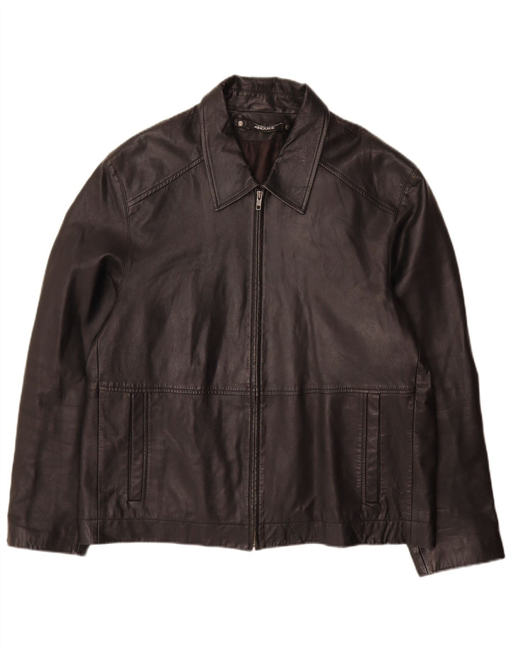 Abrams Mens Leather Jacket IT 52 XL Black Leather