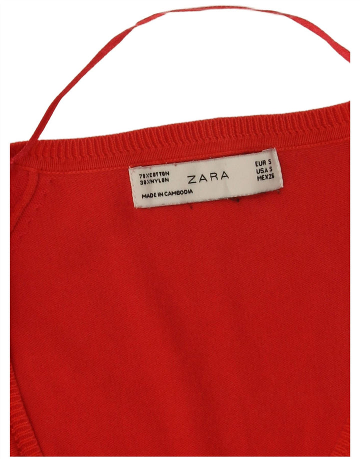 Zara Womens Cardigan Sweater UK 10 Small Red