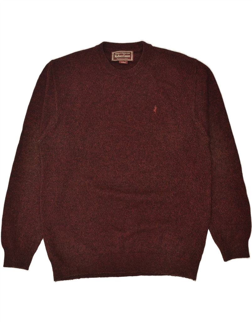 MARLBORO CLASSICS Mens Crew Neck Jumper Sweater Large Burgundy Wool | Vintage Marlboro Classics | Thrift | Second-Hand Marlboro Classics | Used Clothing | Messina Hembry 