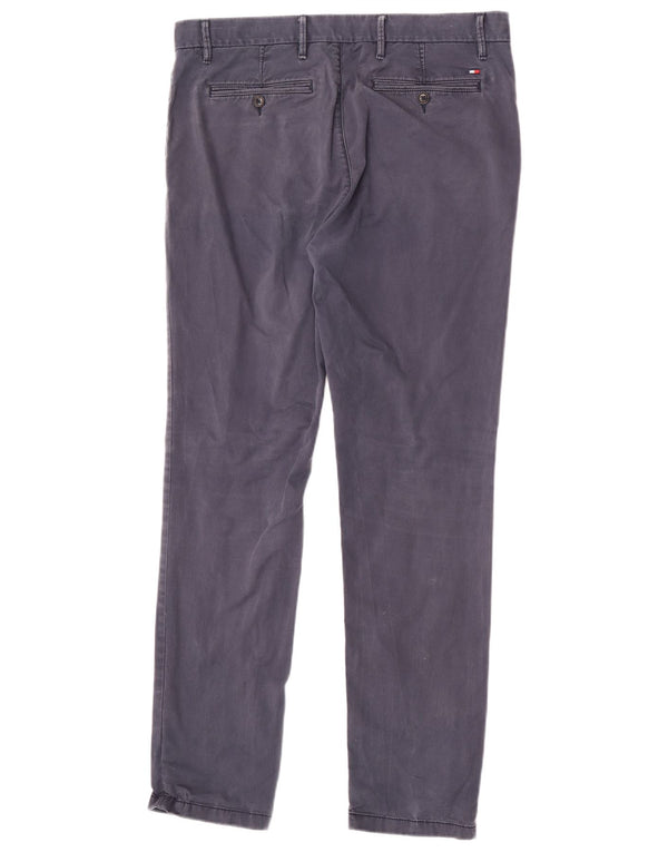 Tommy Hilfiger Mens Slim Chino Trousers W34 L32 Navy Blue Cotton