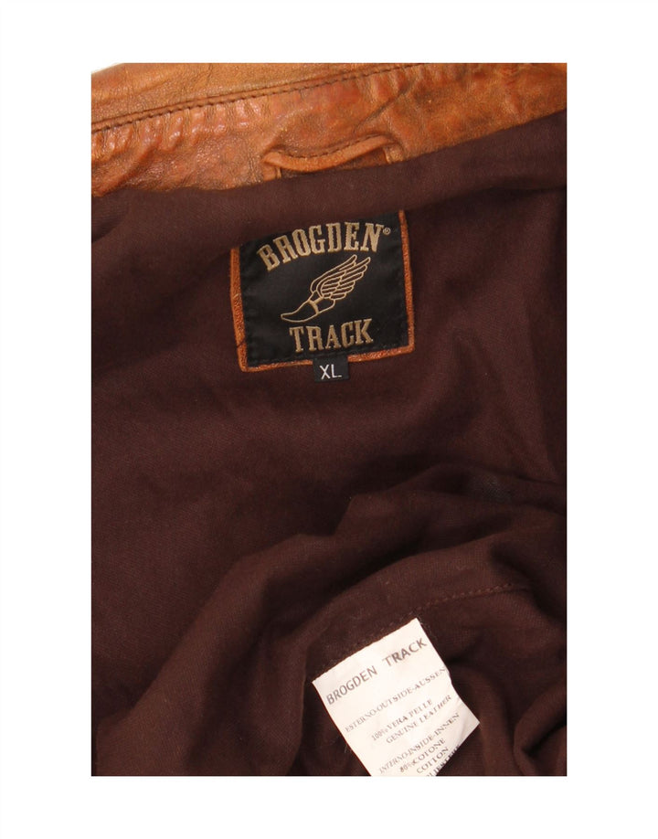 BROGDEN Mens Leather Jacket UK 42 XL Brown Leather Vintage Brogden and Second-Hand Brogden from Messina Hembry 