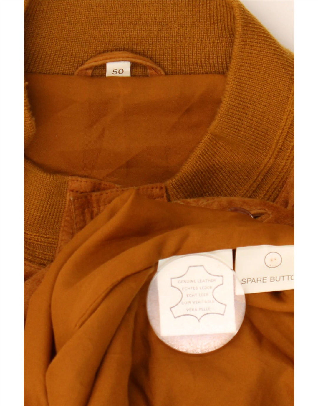 Vintage Mens Suede Bomber Jacket EU 50 Large Brown Leather