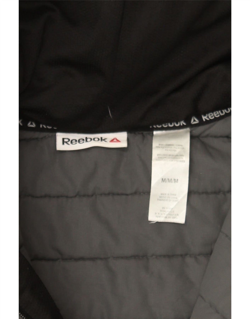 REEBOK Mens Zip Hoodie Sweater Medium Grey Colourblock Polyester Vintage Reebok and Second-Hand Reebok from Messina Hembry 