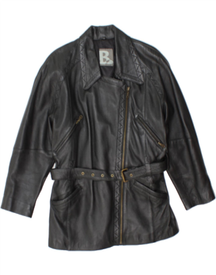 VINTAGE Womens Leather Jacket EU 38 Medium Black Leather Vintage Vintage and Second-Hand Vintage from Messina Hembry 