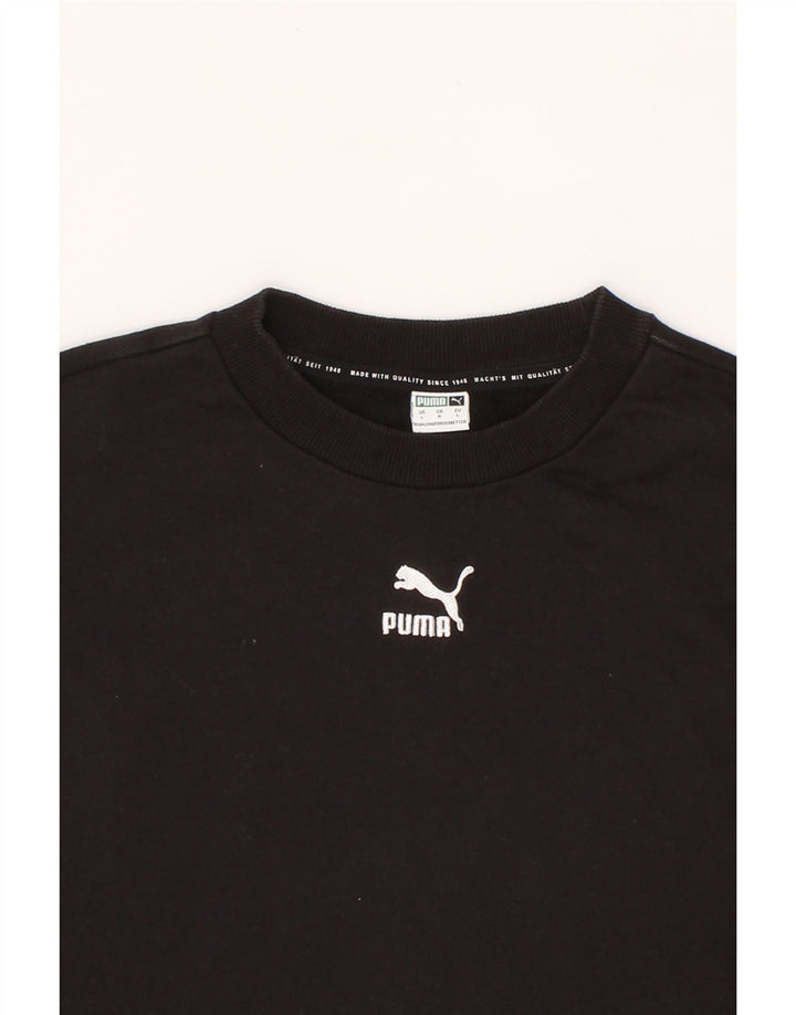 PUMA Womens Crop Sweatshirt Jumper UK 16 Large Black Cotton Vintage Puma and Second-Hand Puma from Messina Hembry 