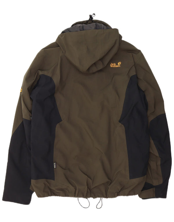 Jack Wolfskin Mens Gore-Tex Rain Jacket UK 44/46 XL Khaki Colourblock