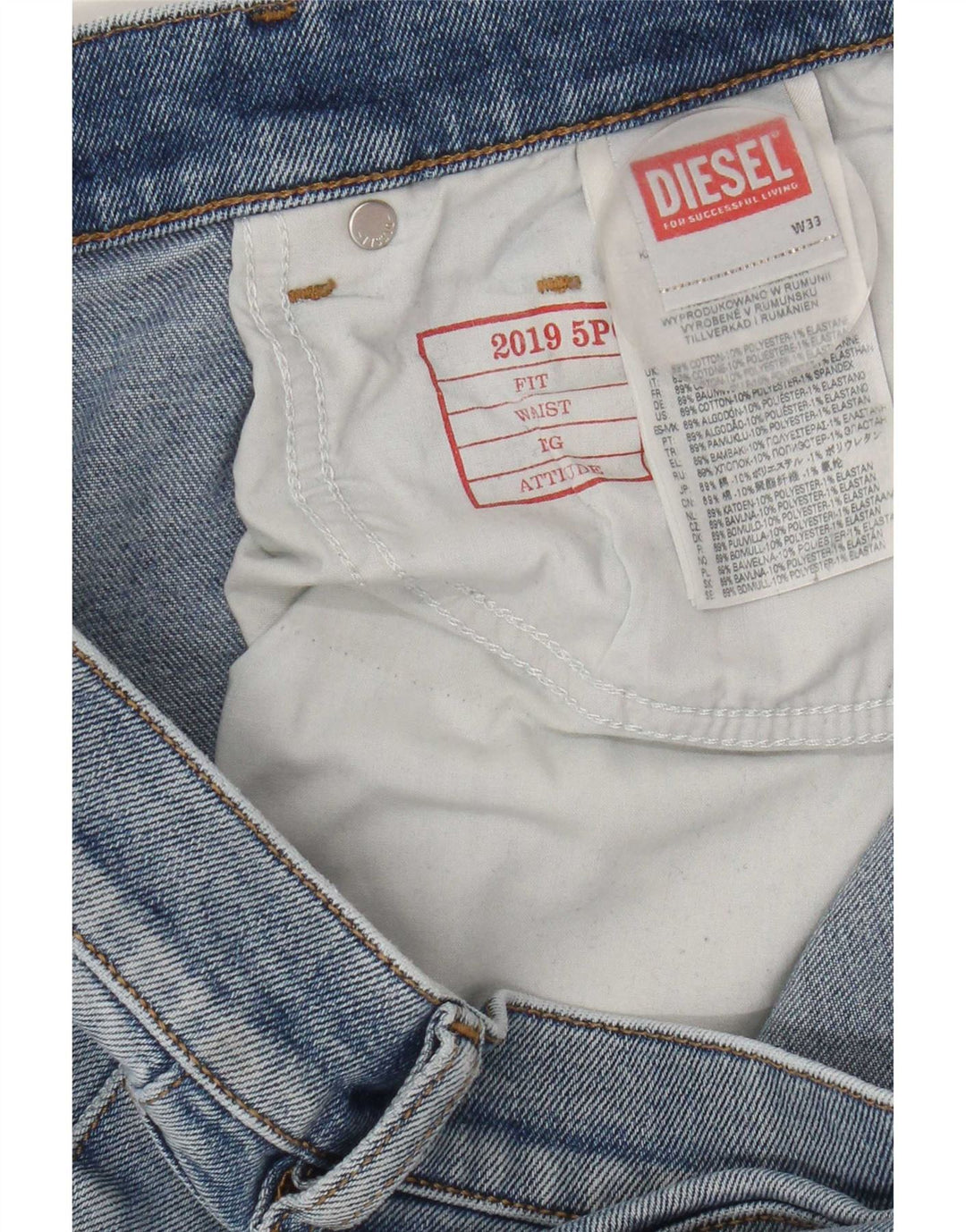 Diesel Womens Slim Jeans W33 L32 Blue Cotton