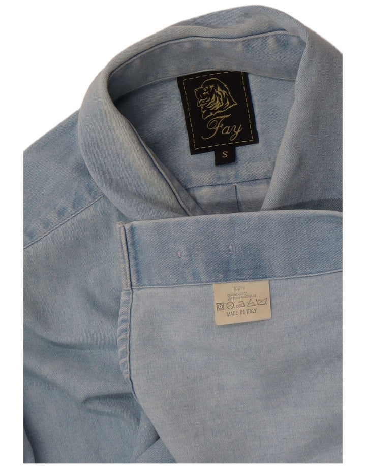 Fay Mens Denim Shirt Small Blue Cotton