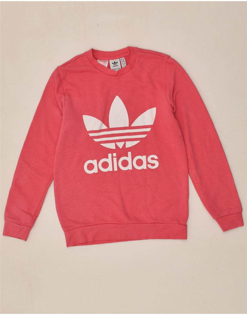 ADIDAS Girls Graphic Sweatshirt Jumper 11-12 Years Pink Cotton | Vintage Adidas | Thrift | Second-Hand Adidas | Used Clothing | Messina Hembry 