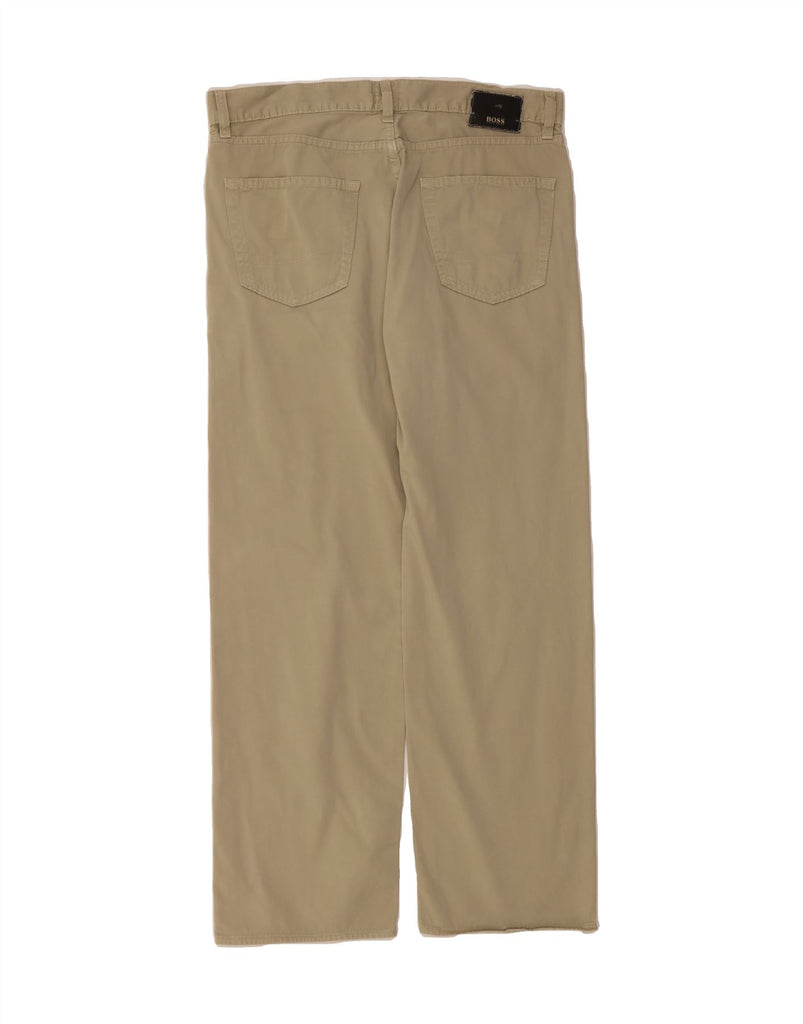 HUGO BOSS Mens Straight Casual Trousers W34 L30 Khaki Cotton Vintage Hugo Boss and Second-Hand Hugo Boss from Messina Hembry 
