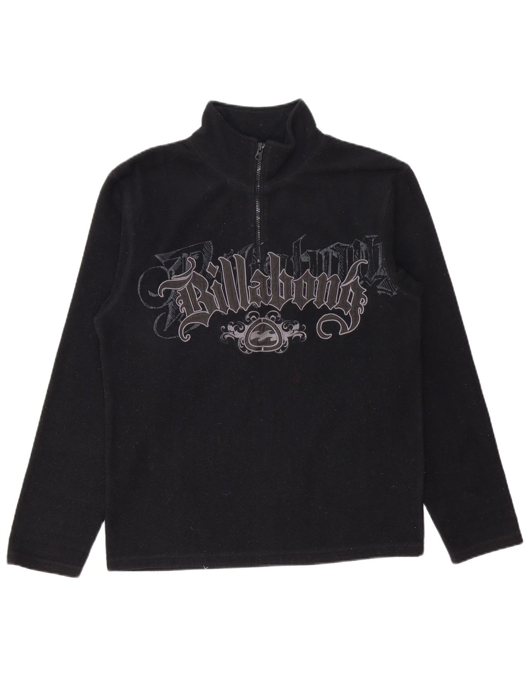 BILLABONG Mens Graphic Zip Neck Fleece Jumper Small Black Polyester