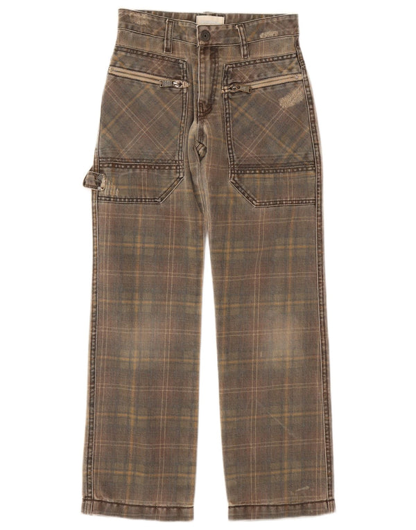 Diesel Boys Wide Leg Cargo Trousers 9-10 Years W24 L25 Grey Check Cotton