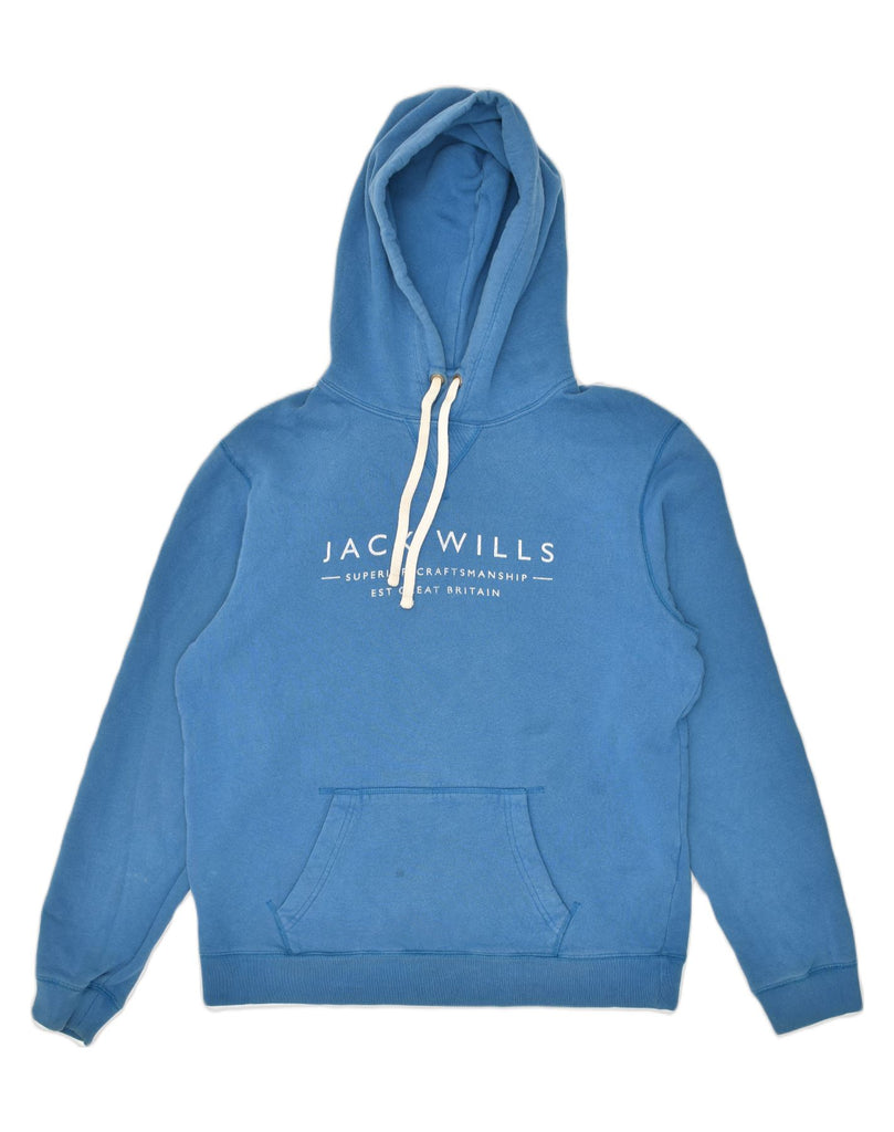 JACK WILLS Mens Graphic Hoodie Jumper Medium Blue Cotton | Vintage Jack Wills | Thrift | Second-Hand Jack Wills | Used Clothing | Messina Hembry 