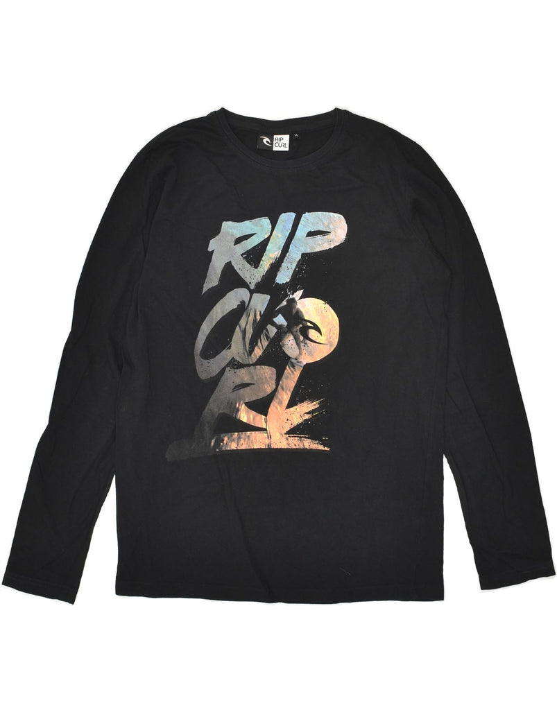 RIP CURL Boys Graphic Top Long Sleeve 13-14 Years Black Cotton | Vintage Rip Curl | Thrift | Second-Hand Rip Curl | Used Clothing | Messina Hembry 