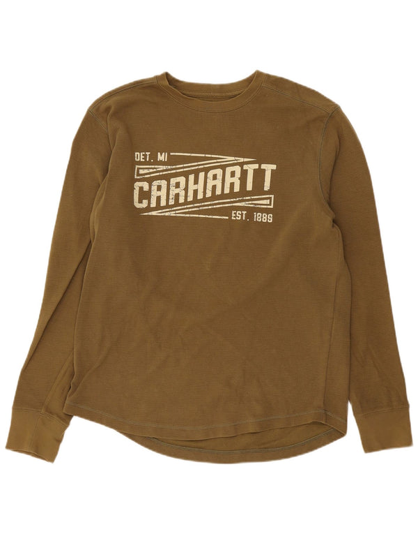 Carhartt Mens Relaxed Fit Graphic Top Long Sleeve Medium Green Cotton