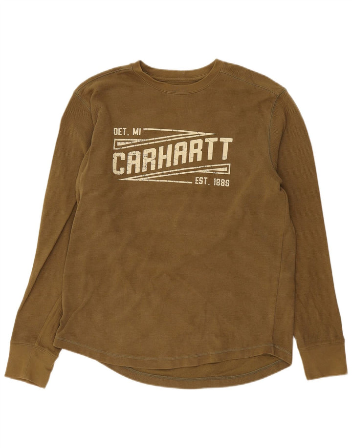 Carhartt Mens Relaxed Fit Graphic Top Long Sleeve Medium Green Cotton