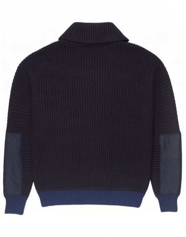 Topshop Womens Zip Neck Jumper Sweater UK 10 Small Navy Blue Colourblock