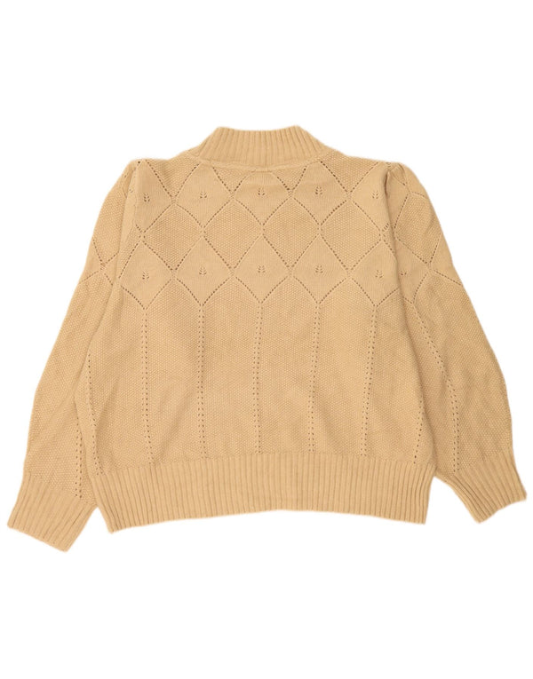 Fat Face Womens Turtle Neck Jumper Sweater UK 24 4XL Beige Argyle/Diamond